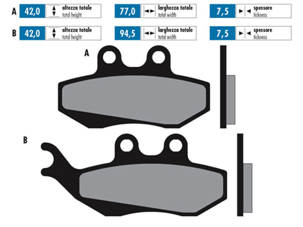 Polini organinės stabdžių kaladėlės Aprilia, Gilera, MBK, Yamaha.