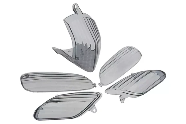 Posūkių stikliukų komplektas STR8 (4 vnt.) + galinis žibintas Aprilia SR 50 Factory, juodas