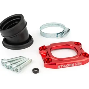 Įsiurbimo kolektorius Stage6 360° AM6 / Derbi raudonas, skirtas PWK 30–34 mm karbiuratoriams