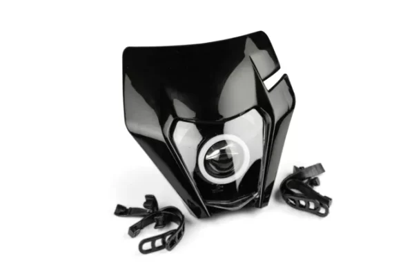 KTM EXC juodas priekinis žibintas Angel Eye su RGB žiedu