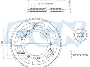 Grandinės komplektas DOPPLER -ALU- skirtas SENDA SM DRD/RACING/RCR 11>420 53 dantų raudonas ALU
