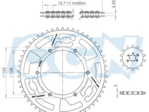 Grandinės komplektas DOPPLER ALU skirtas DERBI SENDA/DRD/EVO/GPR NUDE/RACING/RS4/SMT 14x53 JUODA