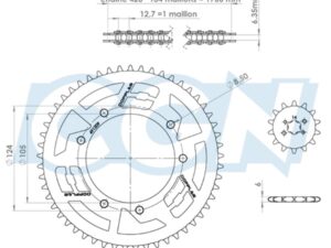 Grandinės komplektas DOPPLER ALU skirtas DERBI/SENDA 00->/GILERA SMT/RCR/RX/SX 420 14x53 Ø Juodas