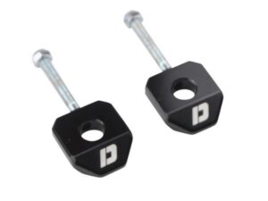 Grandinės įtempėjas MOTO aliuminis CNC DOPPLER, skirtas DERBI SENDA/SMT/RCR/RX/SX (ašiai 15 mm), juodas.