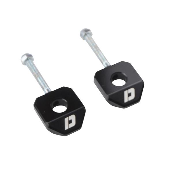 Grandinės įtempėjas MOTO aliuminis CNC DOPPLER, skirtas DERBI SENDA/SMT/RCR/RX/SX (ašiai 15 mm), juodas.