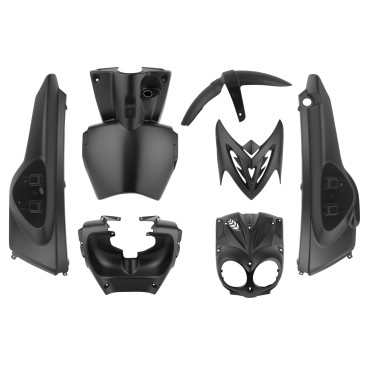 Plastikų komplektas MBK 50 Stunt / Yamaha 50 Slider, juodos matinės spalvos (7 dalių komplektas)