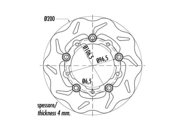 Stabdžių diskas Polini Wavy floating skirtas LML, Piaggio, Vespa, Gilera.