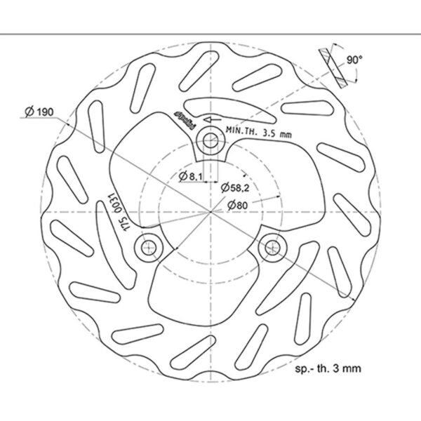 PRIEKINIS STABDŽIŲ DISKAS POLINI WAVE TREKKER/VIVA/ELYSEO/TYPHOON/NRG→1999 / SYM (Ø190)