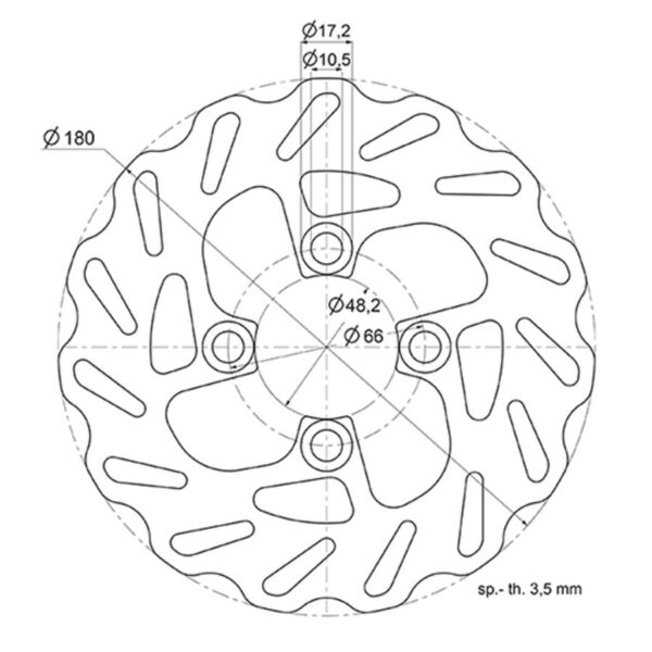 PRIEKINIS STABDŽIŲ DISKAS POLINI WAVE MOTOROLERIUI BW’S 2004→ 12" / SPIRIT 1999→ / NG →1998 (Ø180)