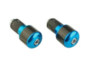 HANDLE BAR CAPS TUN'R ROUND CARBON/BLUE Ø17 FOR STEEL HANDLEBAR (X2)