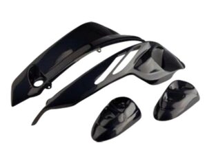 BCD Xtreme juodas galinis motorolerio plastikas Stunt/Slider modeliams (2 dalys su priekinėmis apsaugomis)