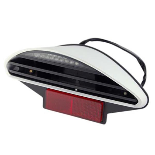 BCD NITRO/AEROX RX galinis LED žibintas motoroleriui/mopedui, baltas, patvirtintas keliui, juodos mentelės