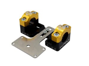 KRM Pro Ride juodas/auksinis aliuminis 50cc/motociklo vairo adapteris / stiprikliai 28,6 mm
