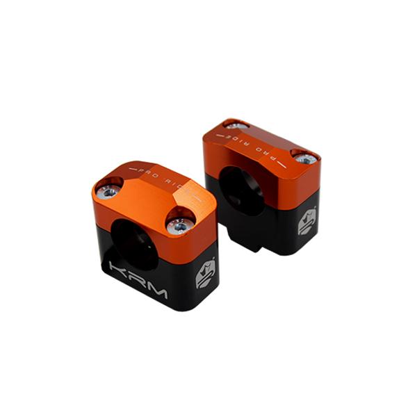 KRM Pro Ride juodas/oranžinis aliuminis 50cc/motociklo vairo adapteris 28,6 mm (2 vnt.)