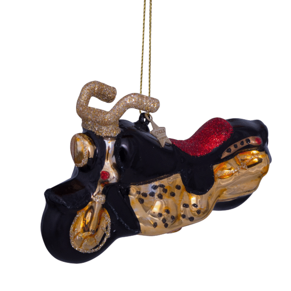 Kalėdinės eglutės dekoracija VONDELS su motociklo motyvu, juoda / auksinė