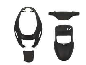 PLASTIKŲ KOMPLEKTAS MOTOROLERIUI TUN'R ORIGINALAUS TIPO BOOSTER/BW'S 2004→ MATINĖ JUODA – 4 DALYS
