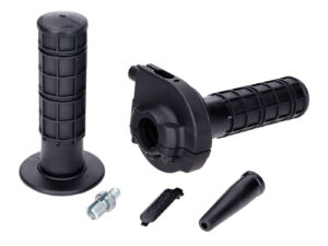 Akseleratoriaus rankenėlių komplektas Domino trumpa eiga 2.3°, juodas aliuminis, 22 mm vairui - universalus