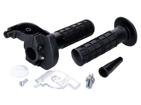 Akseleratoriaus rankenėlių komplektas Domino, trumpas eiga, aliuminis, juodas, 48 mm eiga 2°/mm - universalus