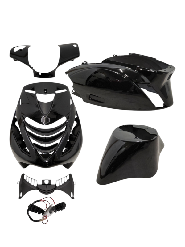 Power1 SP Sport plastiko komplektas su LED lempa juoda blizgi, 6 dalių, Piaggio Zip 100/125, Zip 2000