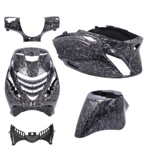 Kėbulo komplektas DMP SP EVO-1 Forged Flakes, blizgios juodos / sidabrinės / violetinės spalvos, 5 dalių, Zip