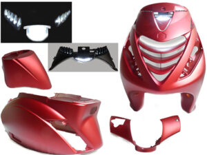 Power1 SP Sport plastiko komplektas su LED lempa matinė raudona, 6 dalių, Piaggio Zip 100/125, Zip 2000