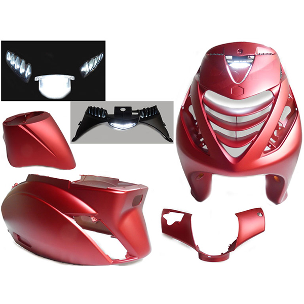 Power1 SP Sport plastiko komplektas su LED lempa matinė raudona, 6 dalių, Piaggio Zip 100/125, Zip 2000