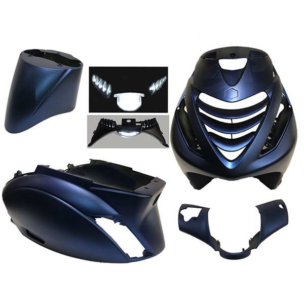 Power1 SP Sport matinės mėlynos spalvos plastiko komplektas su LED, 6 dalių, Piaggio Zip 100/125, Zip 2000